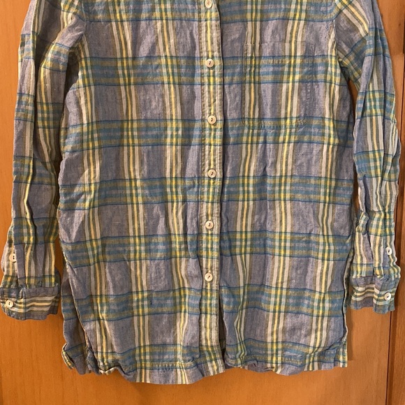 Saks Fifth Avenue Real Clothes Plaid Linen Button Down Shirt Blue Green Small - Picture 5 of 9